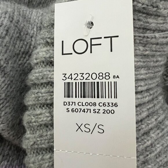 LOFT Womens Gray Striped Turtleneck Poncho Sweater Short Sleeves size XS Small - Picture 15 of 16